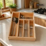 جزئیات طراحی ارگانایزر چوبی قاشق و چنگال
