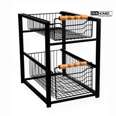 جا سیب زمینی و پیاز کابینتی کشویی سناتور با بدنه فلزی و دسته چوبی ضدآب