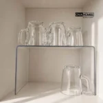 راف کابینت مرسه سایز بزرگ با طراحی کریستالی شفاف برای نظم‌دهی داخل کابینت | Ova Home