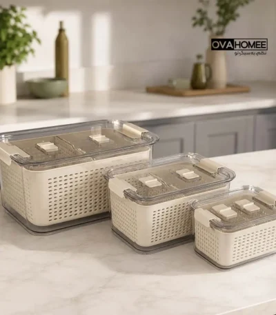 چیدمان منظم و تفکیک مواد غذایی با نظم دهنده یخچال و کابینت