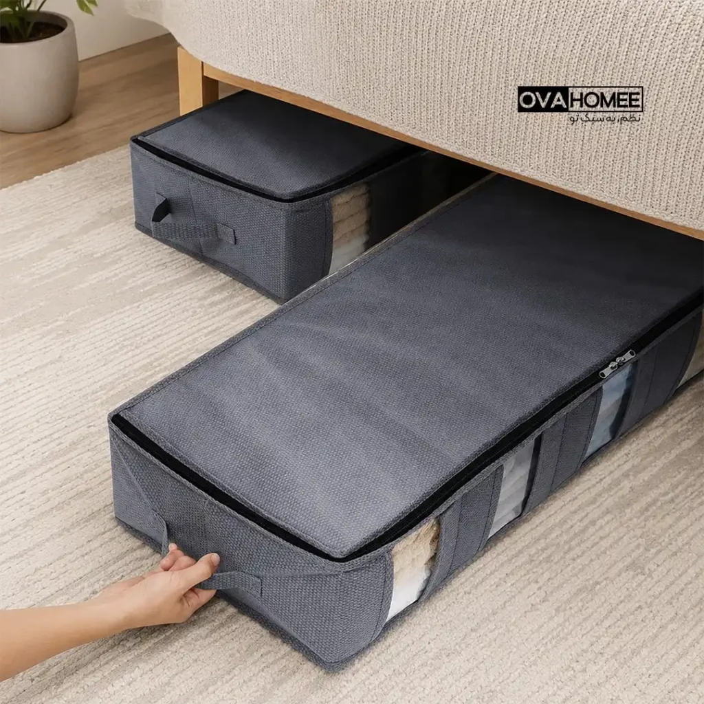 باکس نظم دهنده زیر تخت Pocket-5 راهکار ذخیره سازی لباس و کفش در فضای پنهان خانه