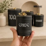 پاسماوری فلزی پله‌ای ۴ عددی مناسب چای قهوه شکر و ادویه در آشپزخانه